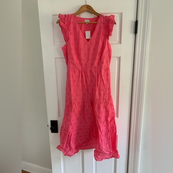 NWT J.Crew Factory Ruffle Sleeve Eyelet Tiered Midi Dress 10 - Picture 4 of 6
